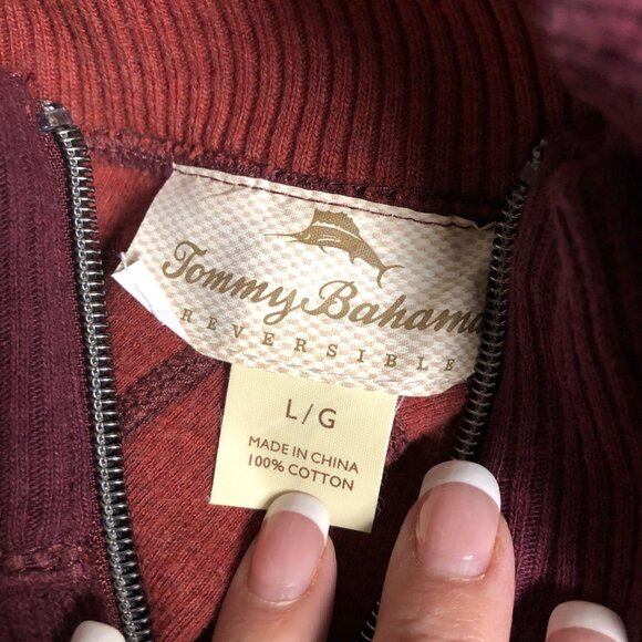 Tommy Bahama Reversible Pullover Sweater Mens Size Large Cotton Maroon - Picture 3 of 8